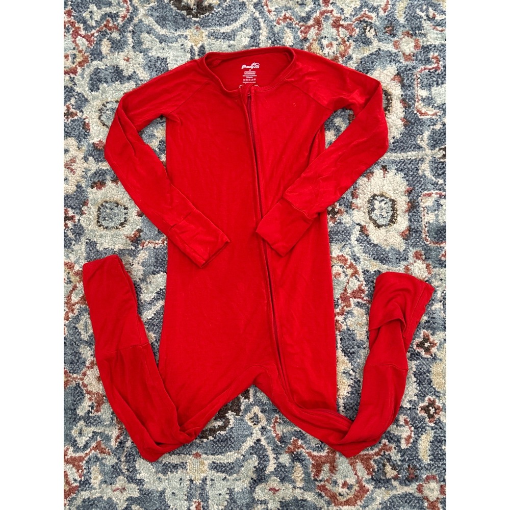 Dreamy Zzz Pajamas Convertible Romper Footie‎ 3T Red Bamboo Viscose Zip EUC